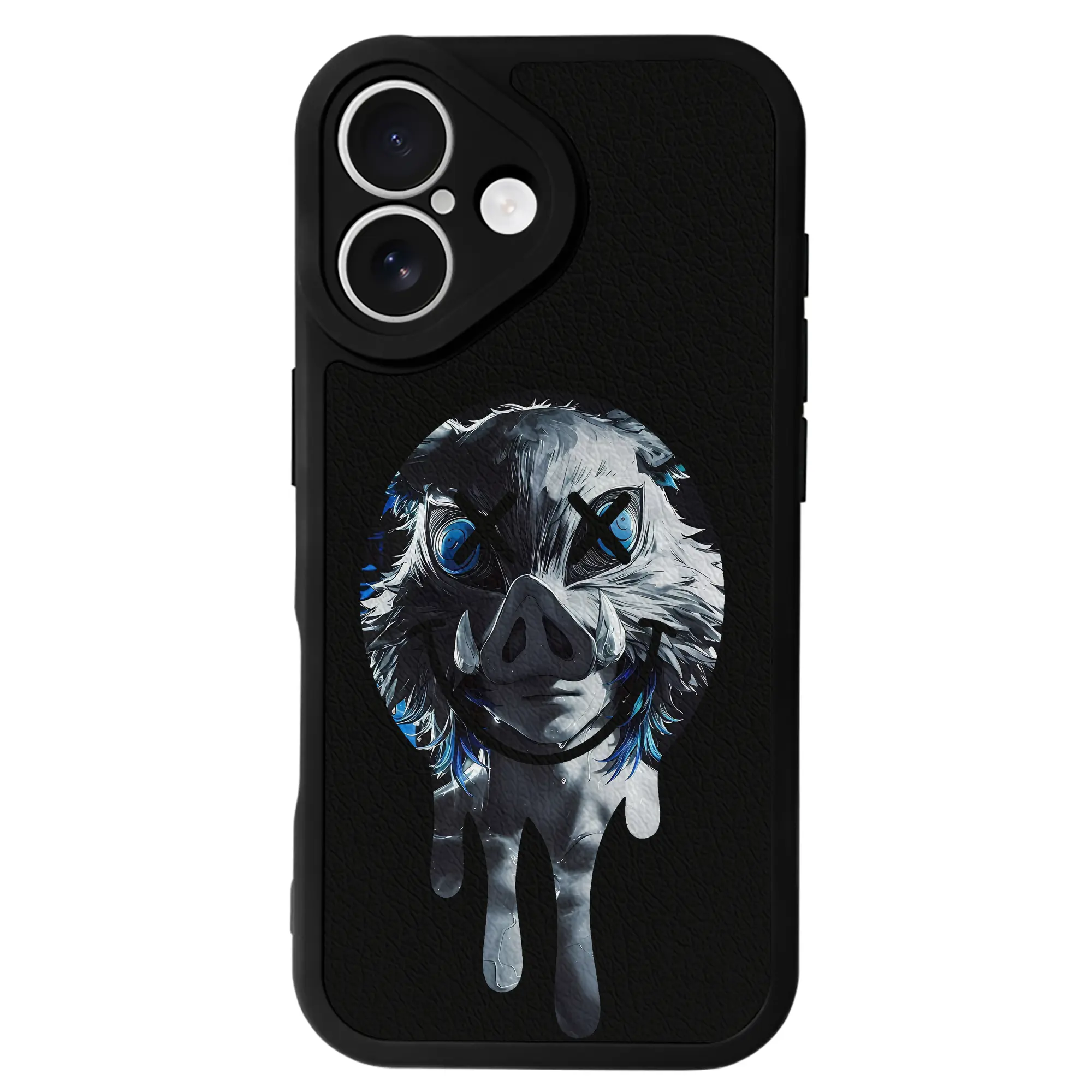 鬼滅の刃 グッズ,嘴平 伊之助 - IPhone 16シリーズ対応 ・ シリコンスマホケース ・ レザー調 ・ 高精度フィット ・ 耐衝撃 ・ ワイヤレス充電対応 ・ 精密カット